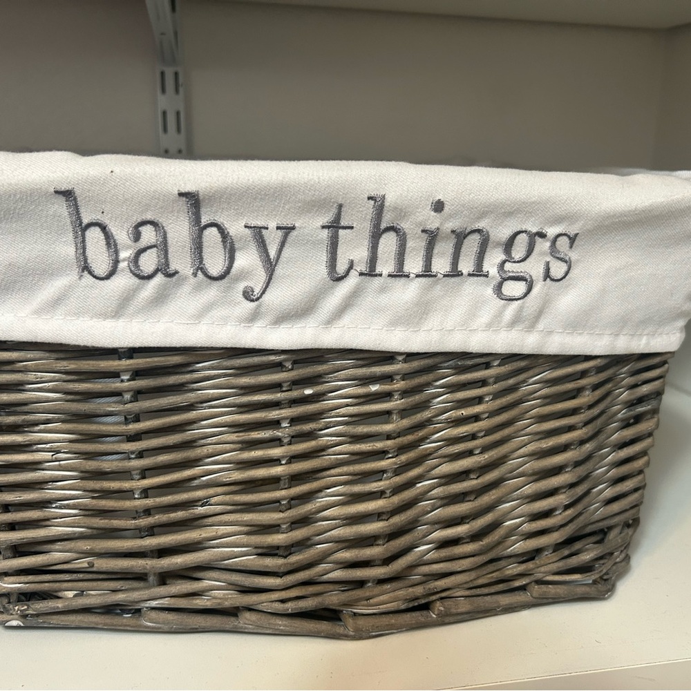 Woven Baby Storage Basket with White Liner set of 3